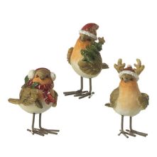 SET OF 3 CHRISTMAS ROBINS ORNAMENTS